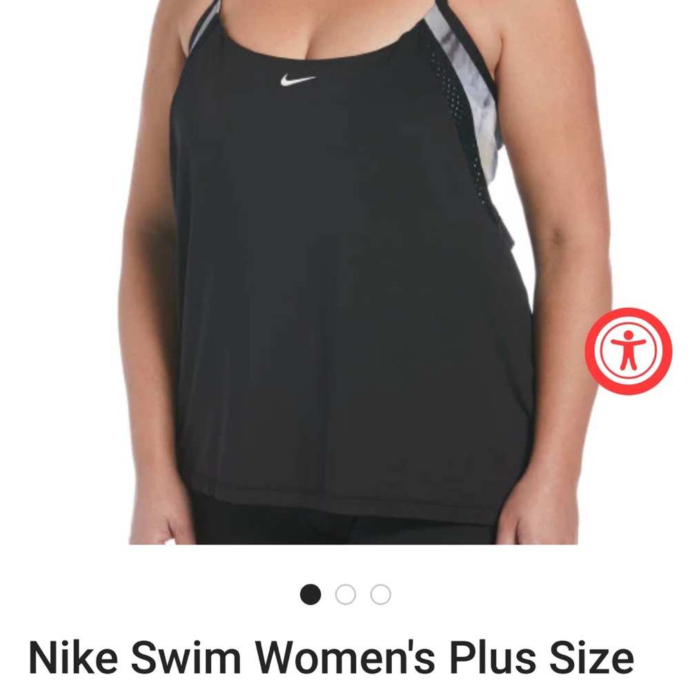 Nike Swim Women's Plus Size Tie Dye Layered Tankini Top Black 2x